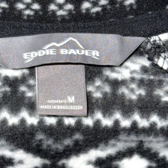 Eddie Bauer Womens M Black & White Aztec Fleece Pullover - Picture 2 of 6